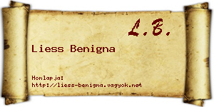 Liess Benigna névjegykártya